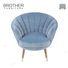 Mobília moderna azul tecido único café rodada sofá cadeira